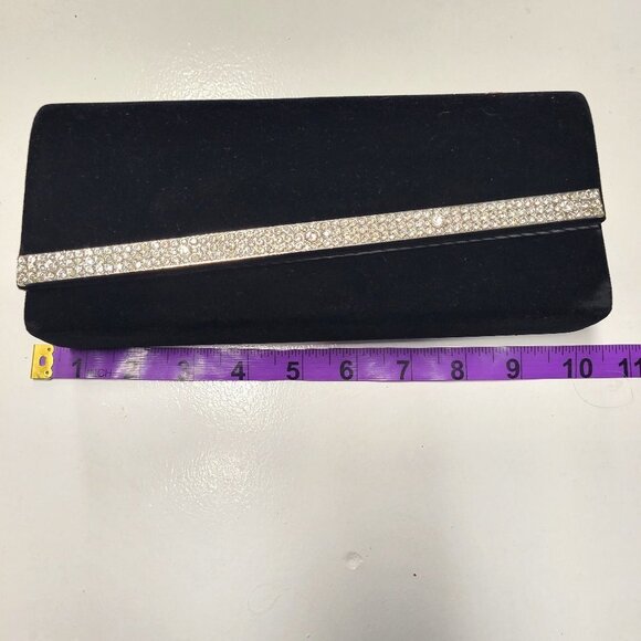 Black Velvet Clutch Purse with Crystal Accents - Picture 6 of 7